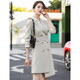 Long Waist Coat With Slits And Cardigan (Color:Apricot Size:XL)