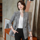 Casual Fashion Plaid Texture Suit (Color:Gray Size:XXXL)