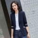 Business Wear Fashion Casual Suit Work Clothes Suit Jacket (Color:Navy Blue Size:S)