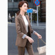 Business Wear Fashion Casual Suit Work Clothes Suit, Style: Coat + Pants (Color:Coffee Size:S)