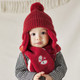 Children Hat And Scarf Set Winter Plus Velvet Earmuffs Cartoon Warm Baby  Hat, Size: Cap Circumference 44-50CM(Red)