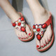 Ladies Summer Bohemian Sandals Seaside Retro Beaded Shell Slippers, Size: 41(Red)