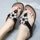 Ladies Summer Bohemian Sandals Seaside Retro Beaded Shell Slippers, Size: 38(Black)