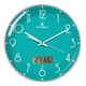 MOVEBEST 12 Inch Living Room Wall Clock Home Plastic Watch, Style: G2001-L Green Surface White Frame