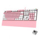 AULA F2088 108 Keys White Backlight Mechanical Black Switch Wired Gaming Keyboard (Pink + White)