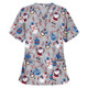 Christmas Print Short-sleeved Pocket T-shirt Nurse Uniform (Color:8 Size:S)