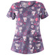 Printed Round Neck Slim-fit Nurse Uniform T-shirt (Color:Purple Size:S)