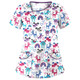 Printed Round Neck Slim-fit Nurse Uniform T-shirt (Color:White Size:XXXL)