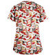 Christmas Print Short-sleeved Pocket T-shirt Nurse Uniform (Color:4 Size:L)