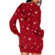 Women Christmas Santa Claus Print Long Sleeve Sweatshirt Dress (Color:Red Size:M)