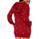 Women Christmas Elk Print Long Sleeve Sweatshirt Dress (Color:Red Size:XXL)