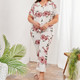 Casual Printed Pajamas And Home Service Suits (Color:Purple Size:XXL)