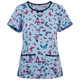 Printed Round Neck Slim-fit Nurse Uniform T-shirt (Color:Light Blue Size:L)