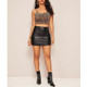 Skinny Sexy Zipper PU Leather Half Skirt (Color:Black Size:S)