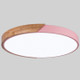 Wood Macaron LED Round Ceiling Lamp, White Light, Size:30cm(Pink)