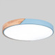 Wood Macaron LED Round Ceiling Lamp, White Light, Size:40cm(Blue)