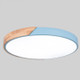 Wood Macaron LED Round Ceiling Lamp, White Light, Size:30cm(Blue)