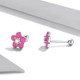 S925 Sterling Silver Fluorescence Pink Flower Women Earrings