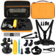 PULUZ 20 in 1 Accessories Combo Kits with Orange EVA Case (Chest Strap + Head Strap + Suction Cup Mount + 3-Way Pivot Arm + J-Hook Buckles + Extendable Monopod + Tripod Adapter + Bobber Hand Grip + Storage Bag + Wrench) for GoPro HERO10 Black / HERO9