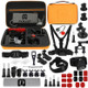 PULUZ 45 in 1 Accessories Ultimate Combo Kits with Orange EVA Case (Chest Strap + Suction Cup Mount + 3-Way Pivot Arms + J-Hook Buckle + Wrist Strap + Helmet Strap + Surface Mounts + Tripod Adapter + Storage Bag + Handlebar Mount + Wrench) for GoPro