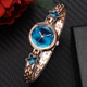 Lvpai P866 Diamond Five-Pointed Star Bracelet Watch Ladies Alloy Quartz Watches(Rose Gold Blue)