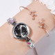 Lvpai P866 Diamond Five-Pointed Star Bracelet Watch Ladies Alloy Quartz Watches(Rose Gold Black)
