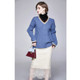 Autumn Winter Fake Two Loose Knitted Sweaters + Two-sided Wear Skirt Suit (Color:Royal Blue Size:Free Size)