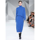 Autumn Winter Solid Color Long-sleeved Knitted Turtleneck Sweater + Skirt Suit (Color:Royal Blue Size:Free Size)