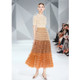 Autumn Beaded Small Sweater + French Style Retro Tiered Skirt Suit (Color:Apricot+Orange Size:S)