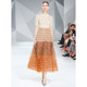 Autumn Beaded Small Sweater + French Style Retro Tiered Skirt Suit (Color:Apricot+Orange Size:L)