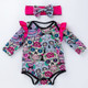 Halloween Long-sleeved Skull Print Childrens Clothing Infant Baby Clothes One-piece Clothing (Color:Pink Size:66)