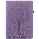 Tree & Deer Pattern Pressed Printing Horizontal Flip PU Leather Case with Holder & Card Slots & Sleep / Wake-up Function For iPad mini 5/4/3/2/1(Purple)
