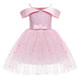 Girls One-shoulder Sequined Tutu Dress (Color:Pink Size:110)