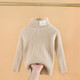 Letter Pattern Imitation Mink Velvet Children Turtleneck Knitted Sweater (Color:Khaki Size:130cm)