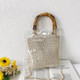 Ladies PVC Transparent Jelly Bag Bamboo Hand-Carry Picture Mother Bag(White)