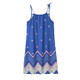 Flower Slim Sleeveless A-line Skirt (Color:Blue Size:L)