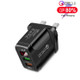 F002C QC3.0 USB + USB 2.0 Fast Charger with LED Digital Display for Mobile Phones and Tablets, UK Plug(Black)
