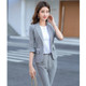 Simple Fashion Suit + Slim Trousers Two-piece Suit (Color:Gray Size:S)