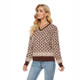 Long-sleeved V-neck Retro Diamond Elastic Sweater (Color:Coffee Size:XXL)