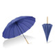 16 Bone Plain Straight Umbrella Small Fresh Long Handle Umbrella(Wood Handle Dark Blue)