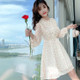 Spring Women Sweet Heart Print Dress A-line Skirt A091 (Color:Apricot Size:M)