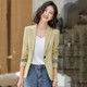 Business Wear Fashion Casual Suit Work Clothes Suit Jacket (Color:Yellow Size:M)