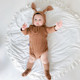 3 in 1 Autumn Baby Rabbit Shaped Cotton Pit Strip Lycra Romper with Hat & Socks Set (Color:Brown Size:80cm)