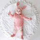 3 in 1 Autumn Baby Rabbit Shaped Cotton Pit Strip Lycra Romper with Hat & Socks Set (Color:Pink Size:66cm)