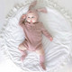 3 in 1 Autumn Baby Rabbit Shaped Cotton Pit Strip Lycra Romper with Hat & Socks Set (Color:Purple Size:90cm)