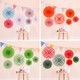 2 Packs  Birthday Party Wedding Color Three-Dimensional Folding Fan Round Paper Fan Garland Ornaments(Color)