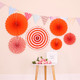 2 Packs  Birthday Party Wedding Color Three-Dimensional Folding Fan Round Paper Fan Garland Ornaments(Orange)