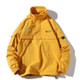 Letters Printed Stand Collar Pullover Coat Loose Casual Jacket for Men (Color:Yellow Size:XXXXL)