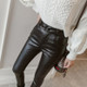 Frosted Matte Stretch Skinny High-waisted Trousers (Color:Black Thin Section Size:XXXL)