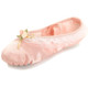 Crystal Satin Flower Decoration Dance Shoes Soft Sole Ballet Shoes Practice Dance Shoes For Children, Size: 33(Flesh Pink Bow Flower)